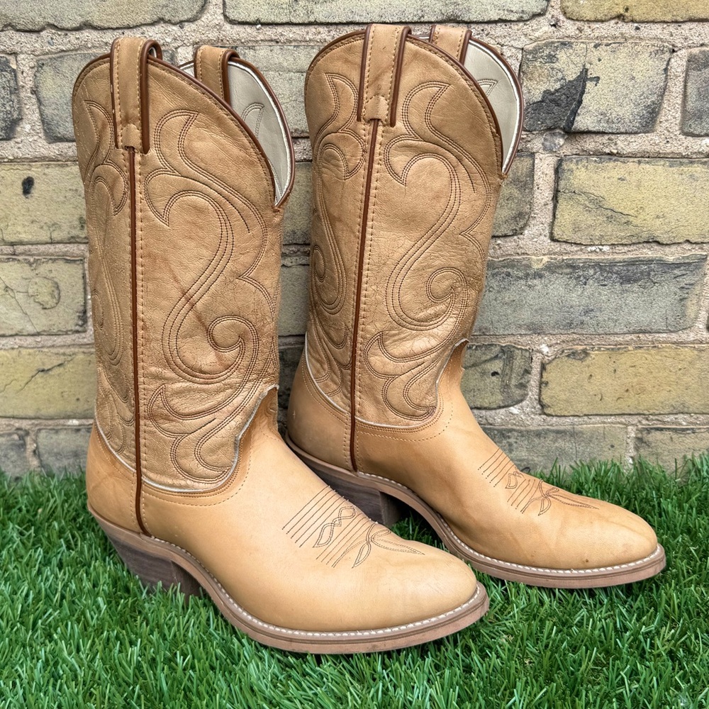 Laredo Cowboy Boots W 8.5 M 7 double wide leather western ranch